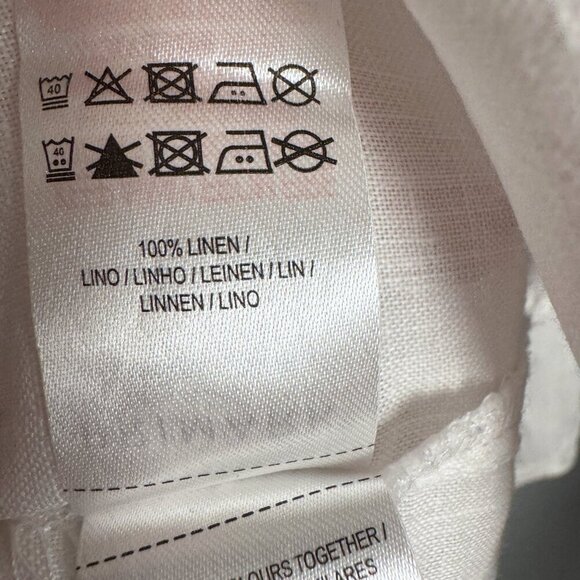 Primark White Linen Button Front Long Sleeve Shirt Blouse with Pockets - Picture 7 of 8